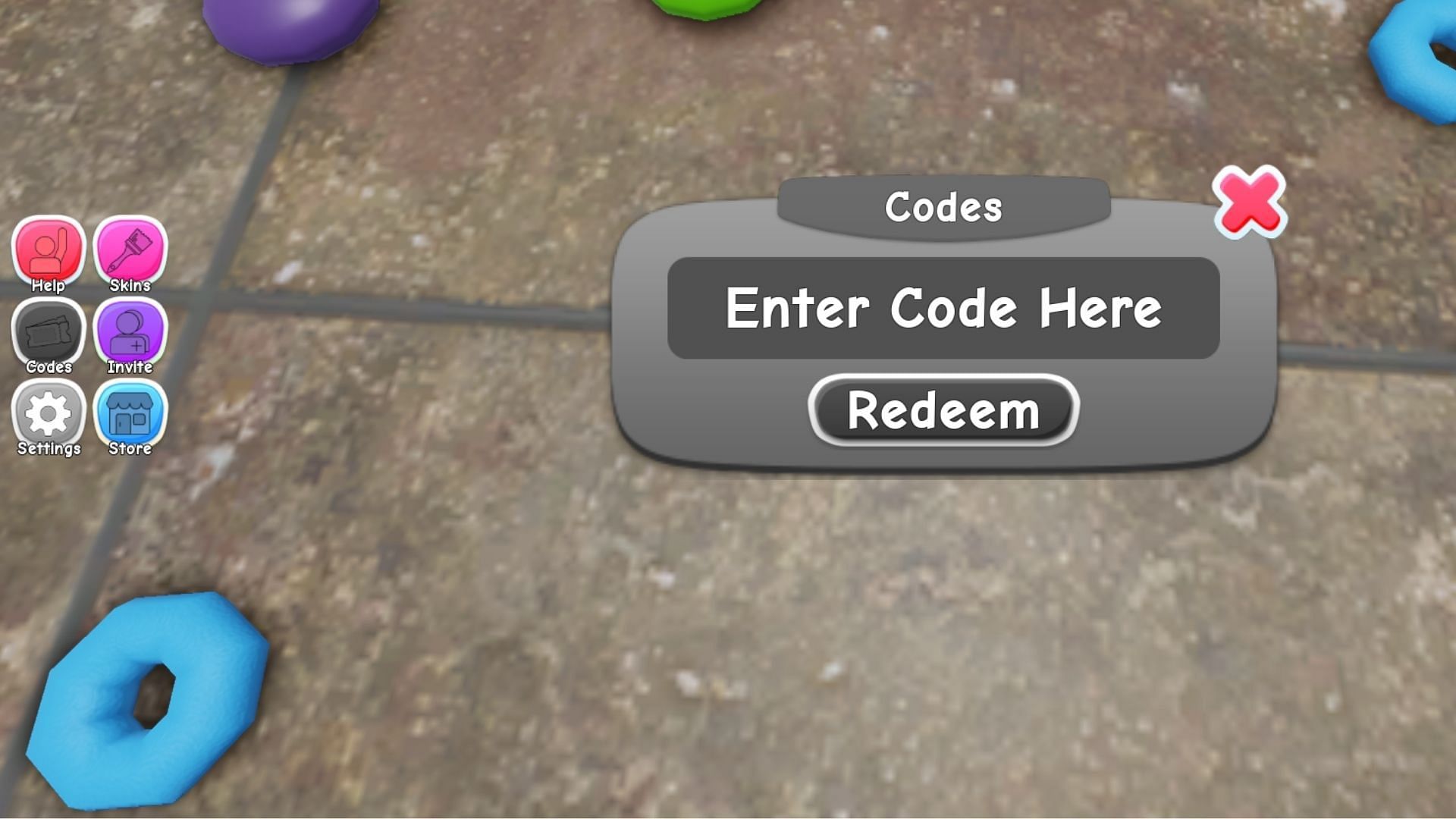 Redeem codes in Vacuum Eating Simulator (Image via Roblox)